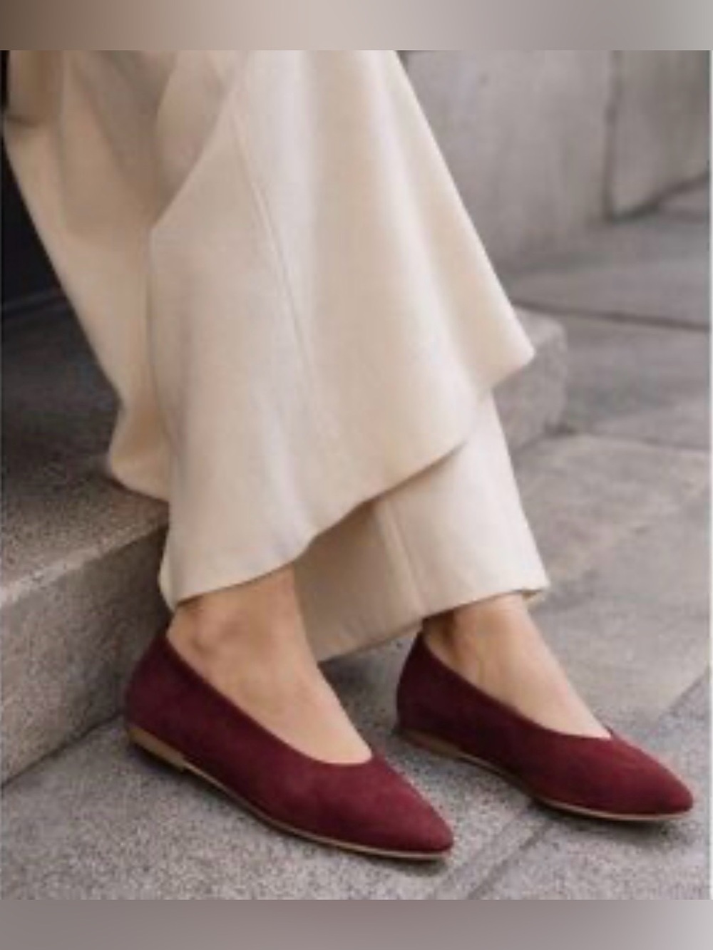 STAUD Alba Suede Ballet Flats Pinot Pink Mauve Size 41 NEW